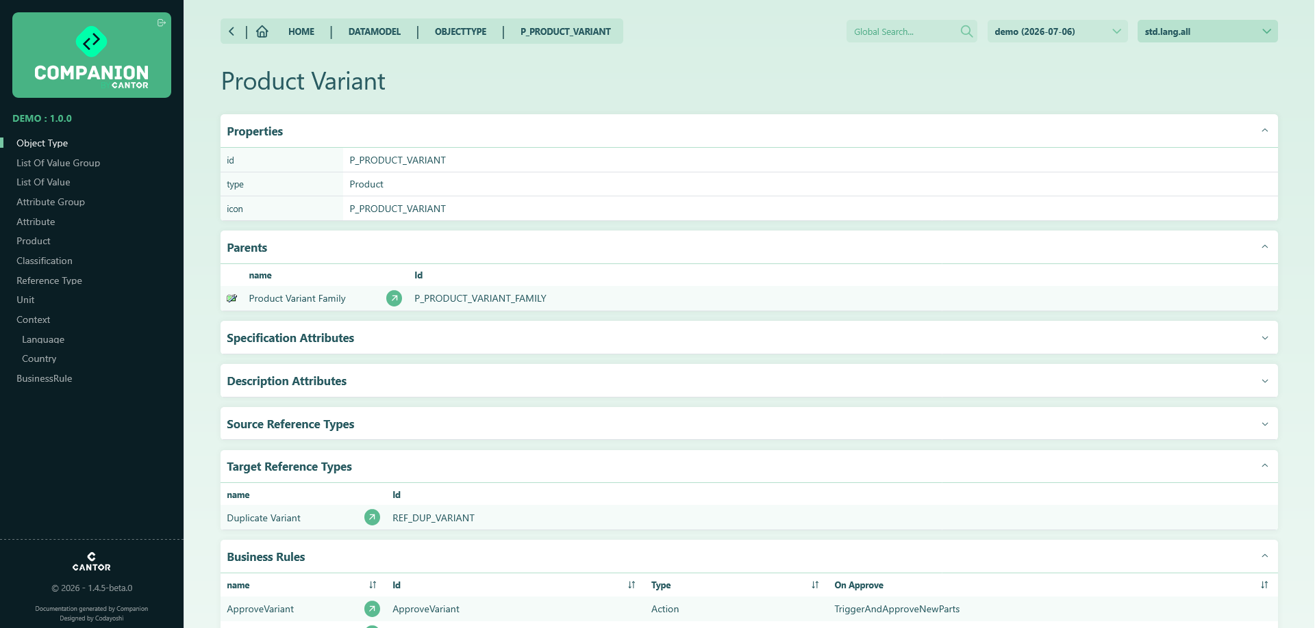 STEPdoc Data Model detailed object page